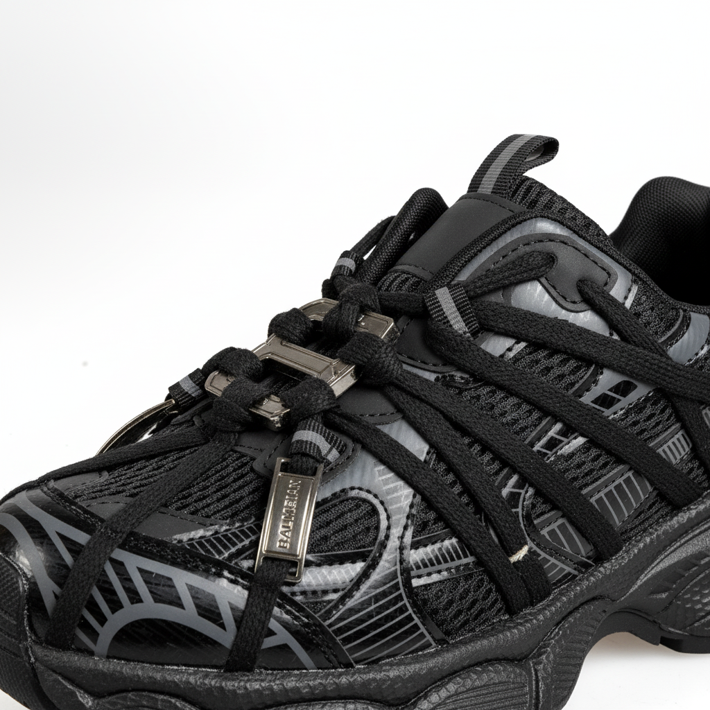 N2205-1 Adidași sport pentru femei, cu talpă joasă și platformă – Negru