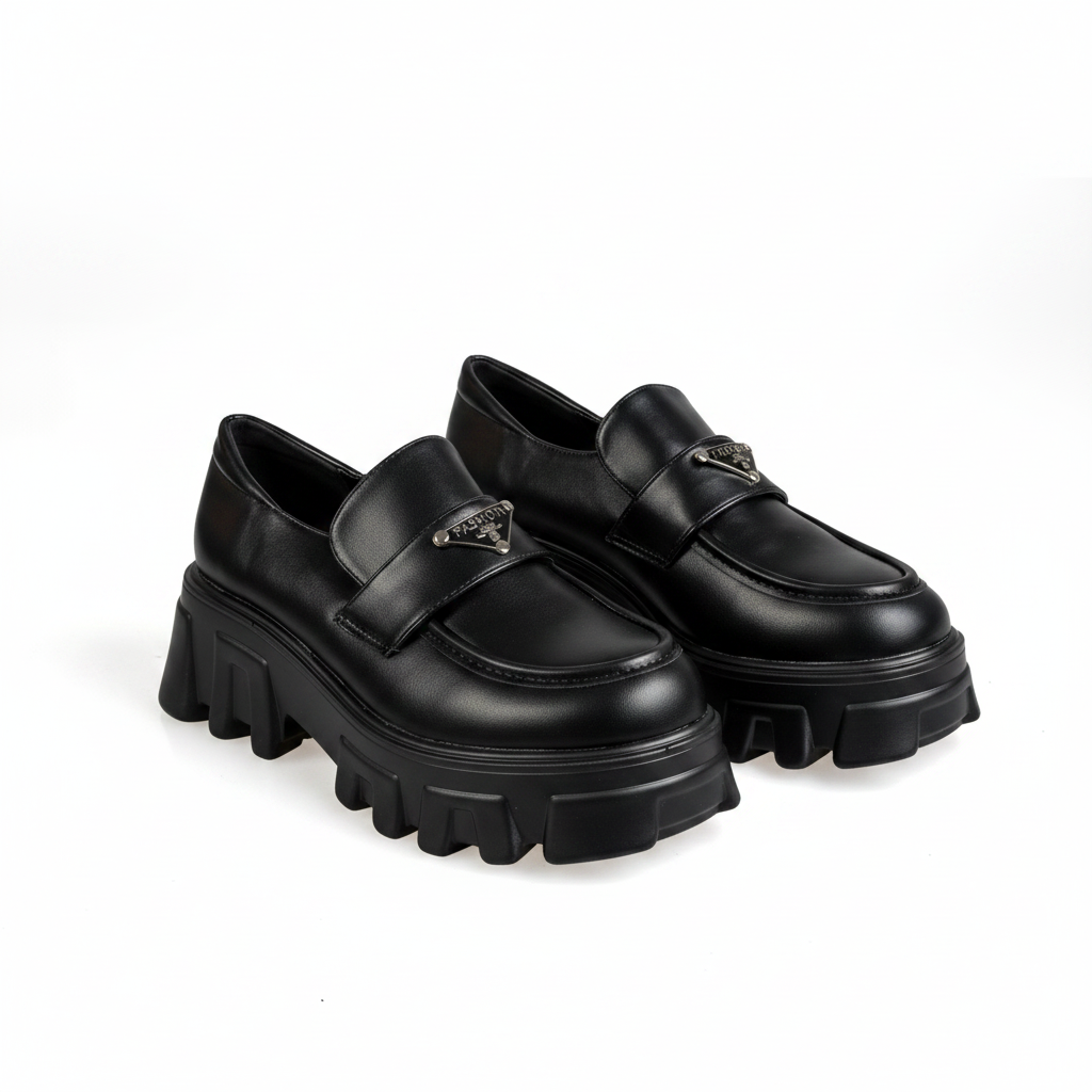 N2206-3 Mocasini eleganți cu platformă pentru femei – Negru