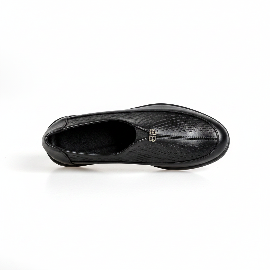 N267-1 Pantofi Oxford cu platformă pentru femei, negri, cu finisaj lucios