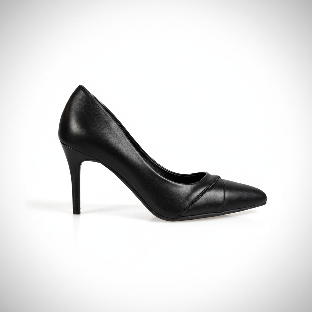 N277-1 Pantofi cu toc stiletto clasici pentru femei, cu vârf ascuțit – Negru