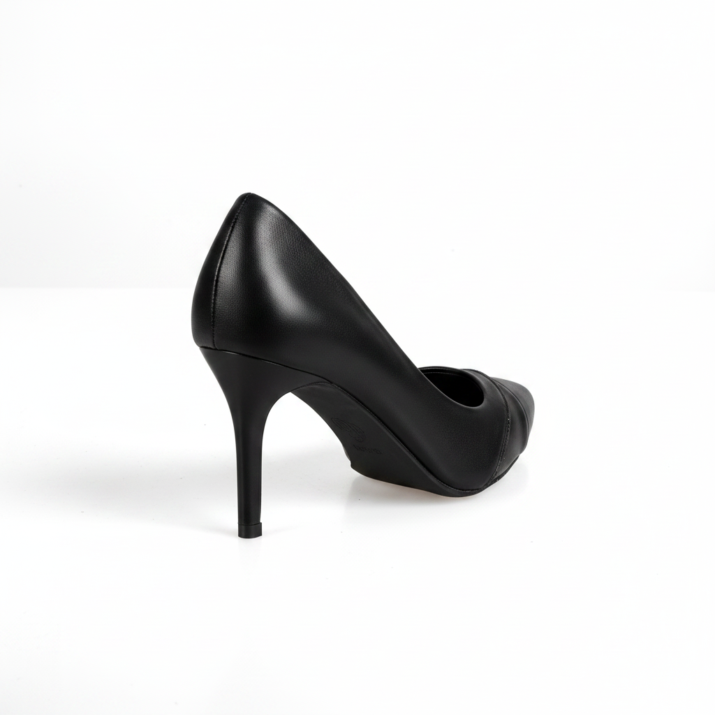 N277-1 Pantofi cu toc stiletto clasici pentru femei, cu vârf ascuțit – Negru