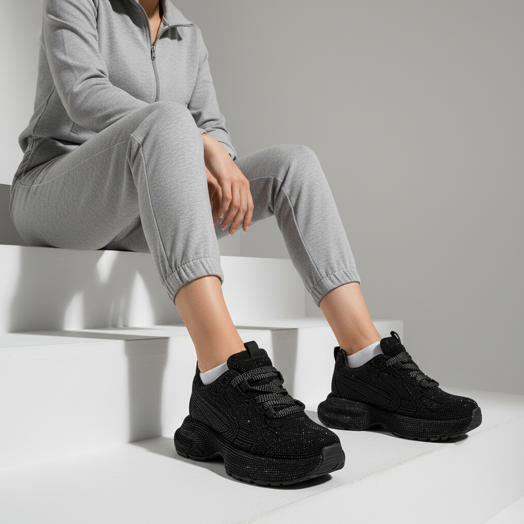 N282-1 Adidași clasici pentru femei, cu talpă joasă – Negru/Alb