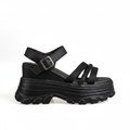 N366-1 Női fekete pántos platform szandál