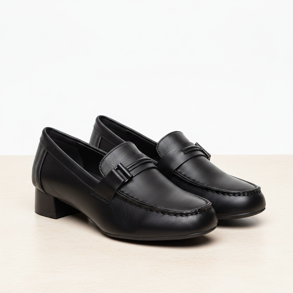 W037003 Czarne damskie buty na wysokim obcasie