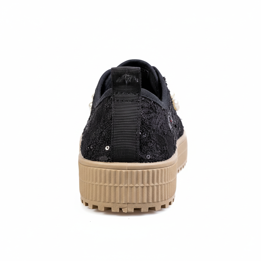 S587-1 Black – Romantic Floral Lace Women’s Sneakers