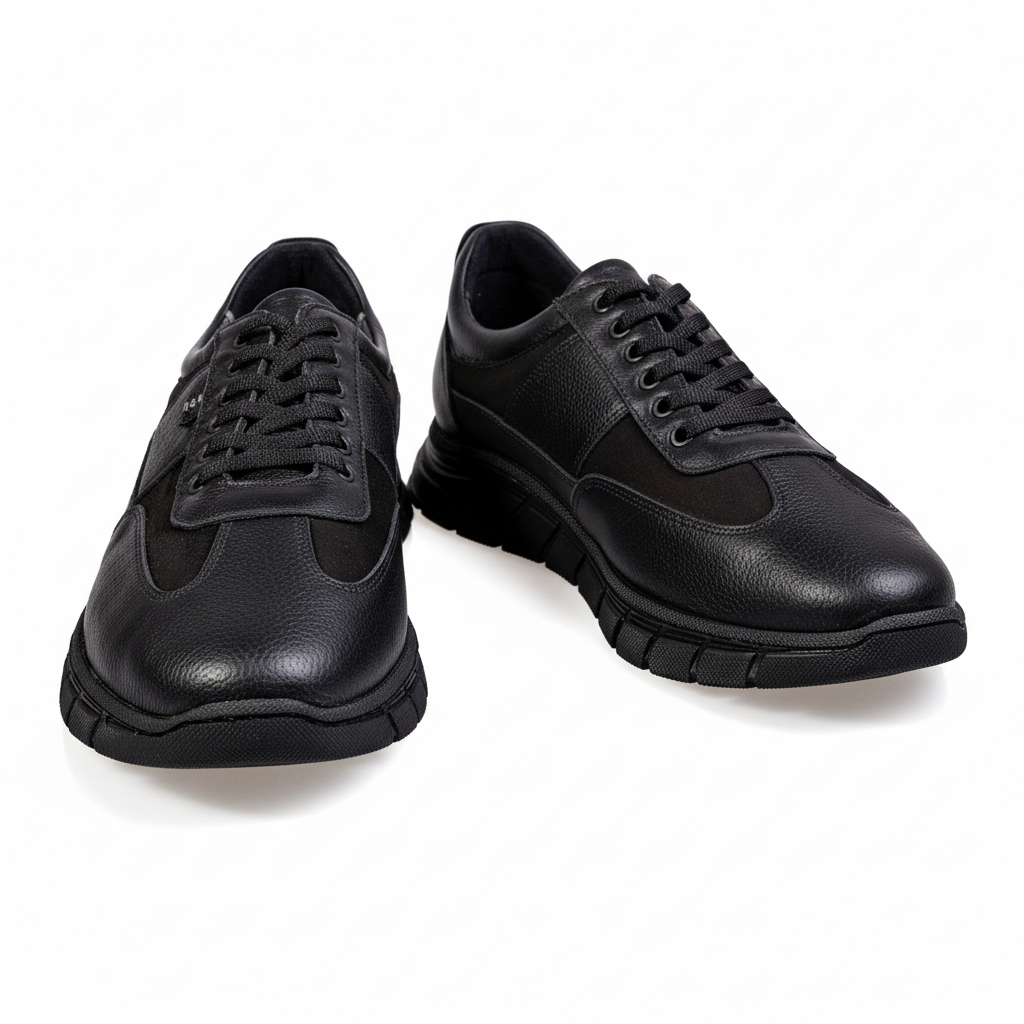 7016 Black – Premium Men’s Genuine Leather Casual Shoes
