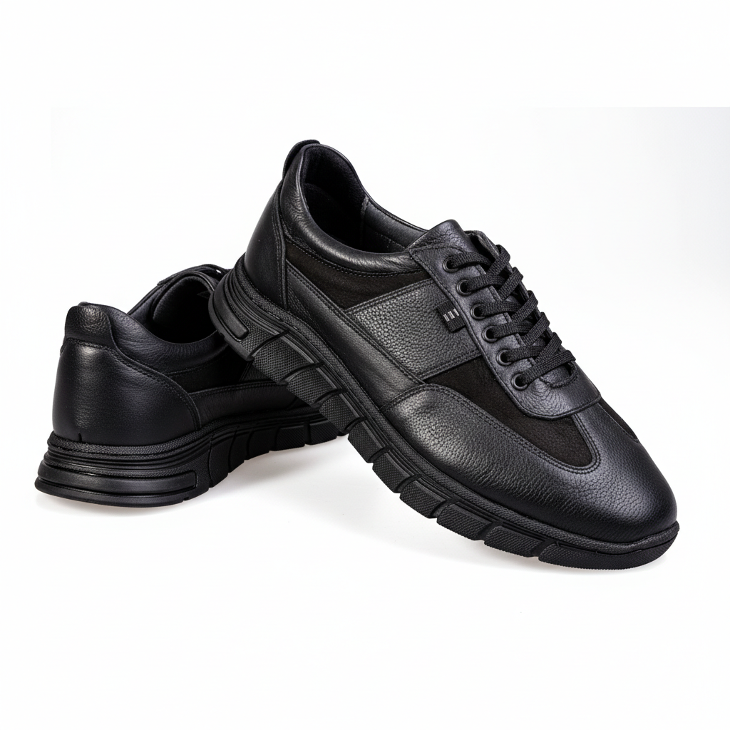 7016 Black – Premium Men’s Genuine Leather Casual Shoes
