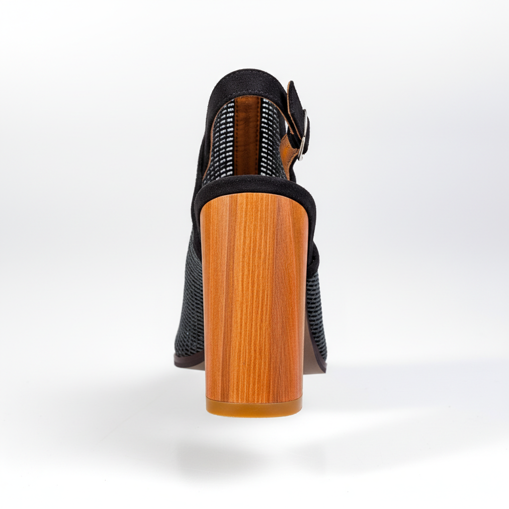 1266-7 Black – Women’s Geometric Mesh Heeled Sandals