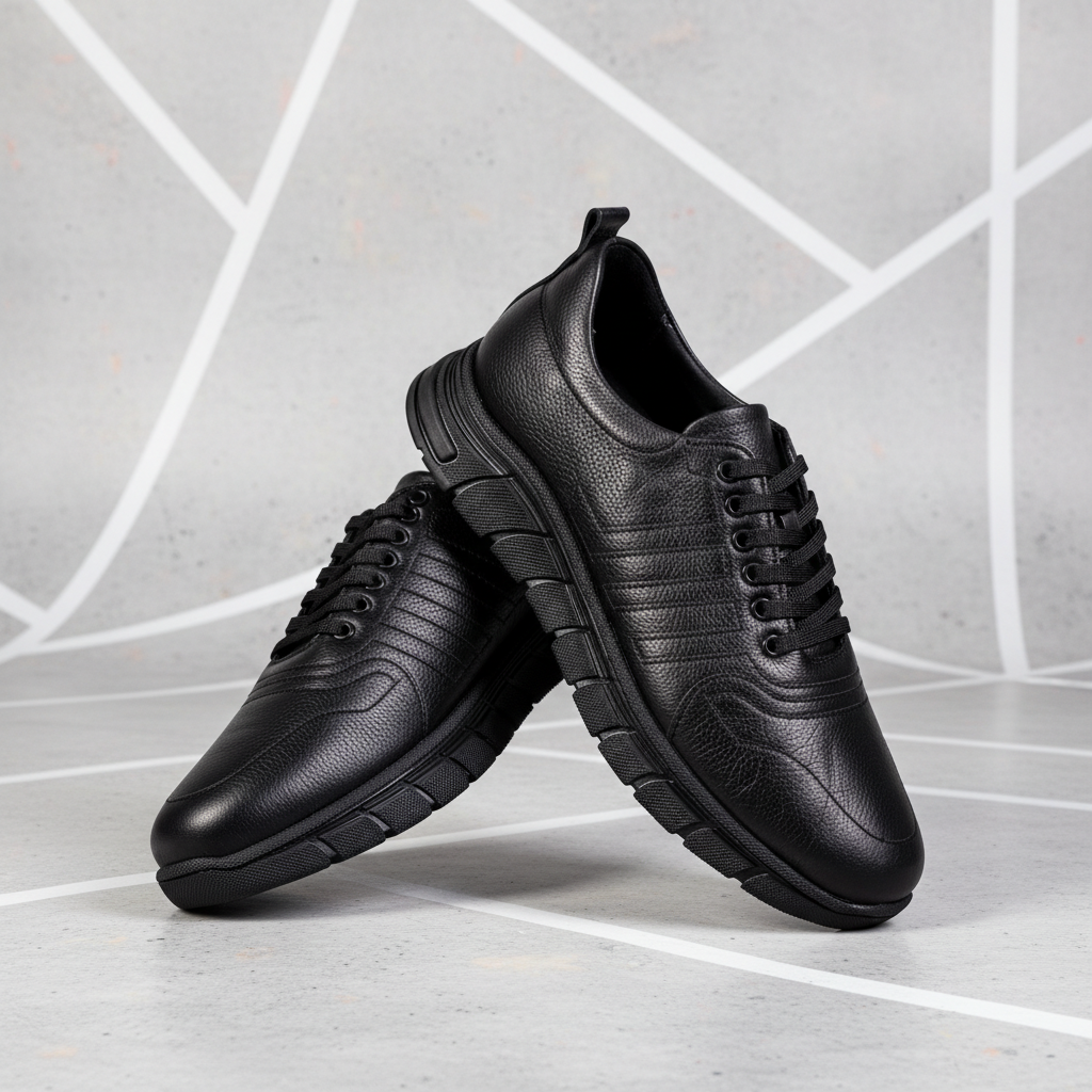 7020 Black – Premium Men’s Genuine Leather Everyday Shoes