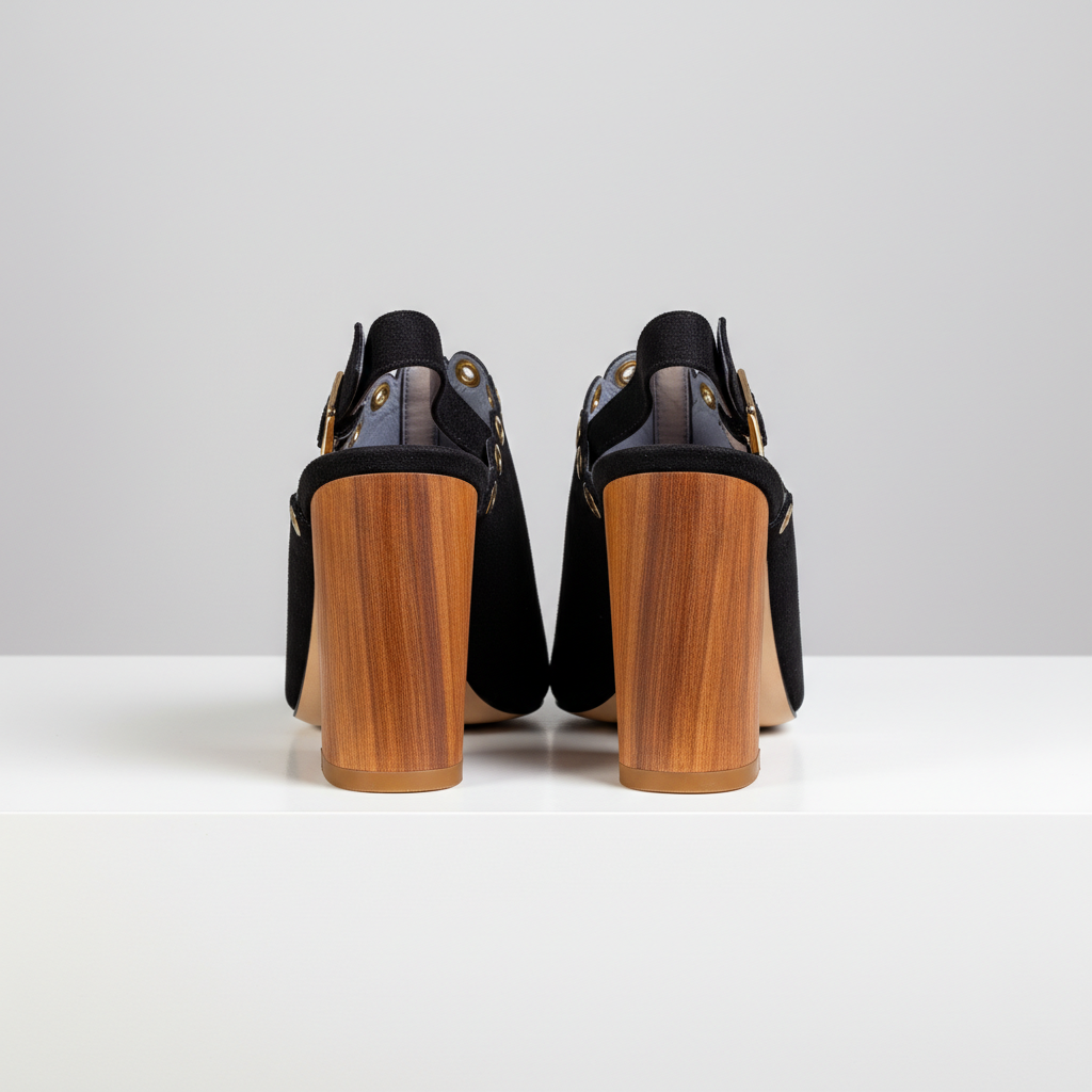 1266-32 Black – Women’s Elegant Grommet Detail Heeled Sandals