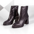 BS1090 Platinum – Women’s Pointed-Toe Metallic Textured Ankle Boots