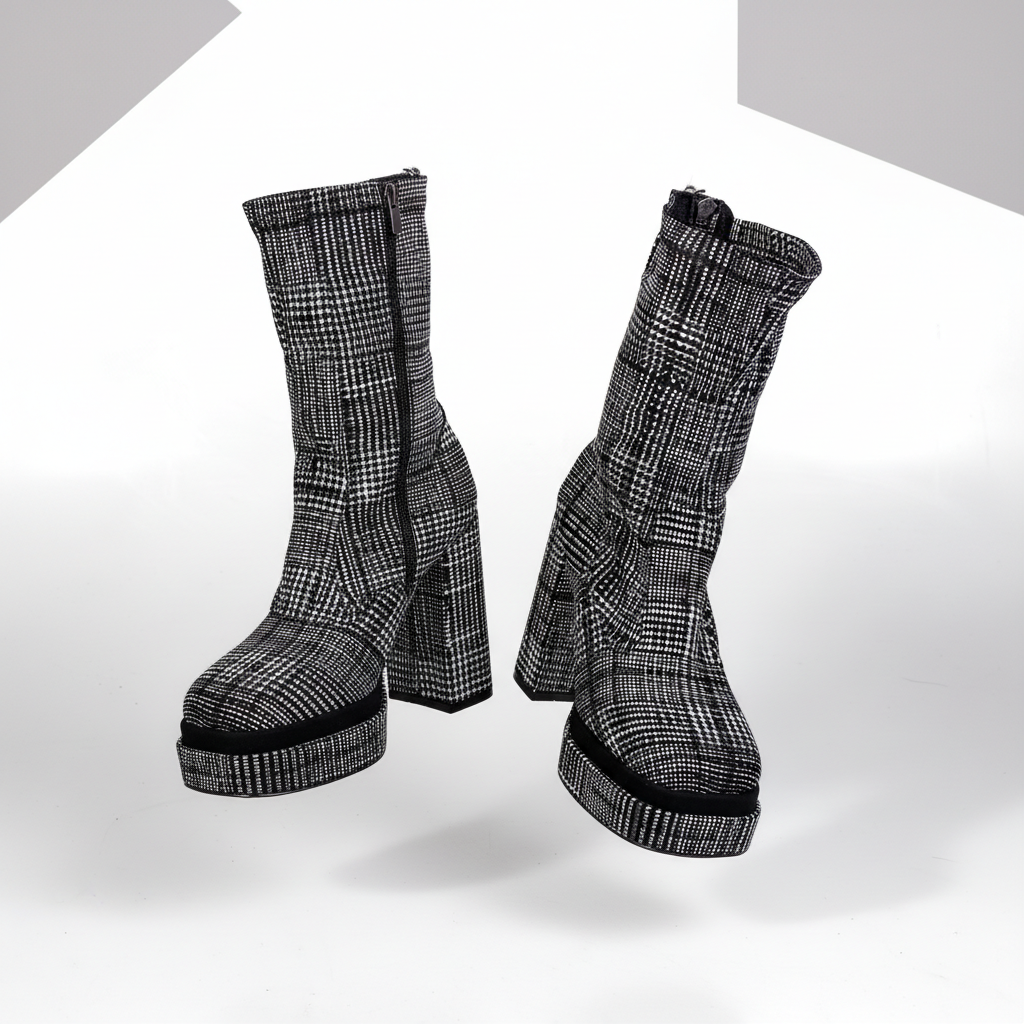 SL2099 Black – Women’s Geometric Patterned Platform Boots