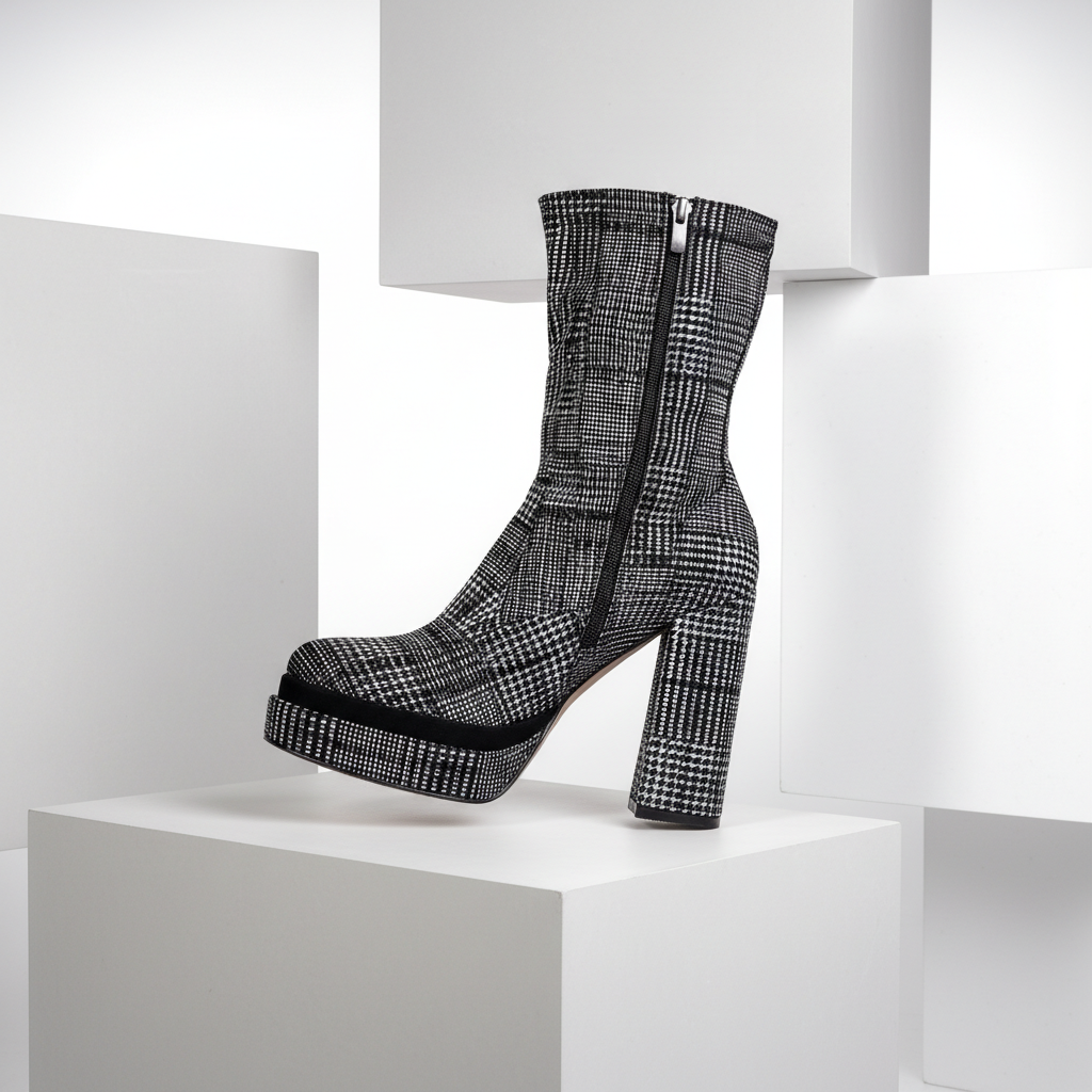 SL2099 Black – Women’s Geometric Patterned Platform Boots