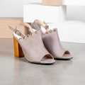 1266-32 Grey – Women’s Elegant Grommet Detail Heeled Sandals