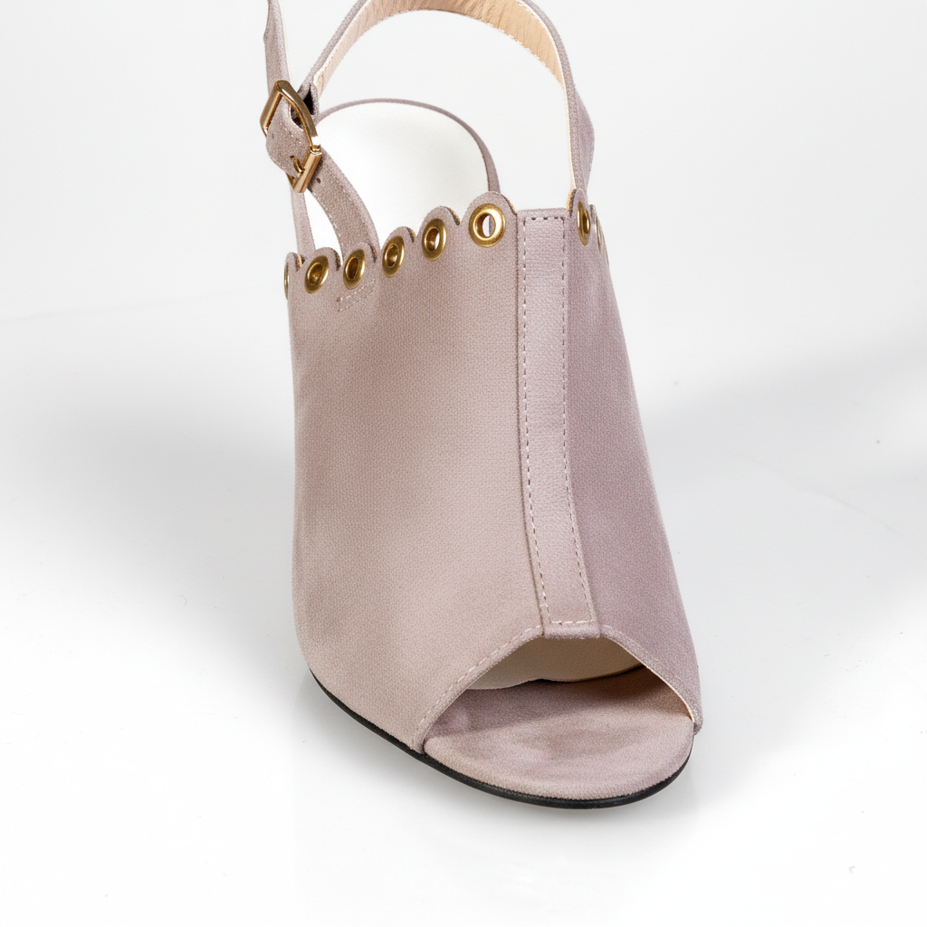 1266-32 Grey – Women’s Elegant Grommet Detail Heeled Sandals