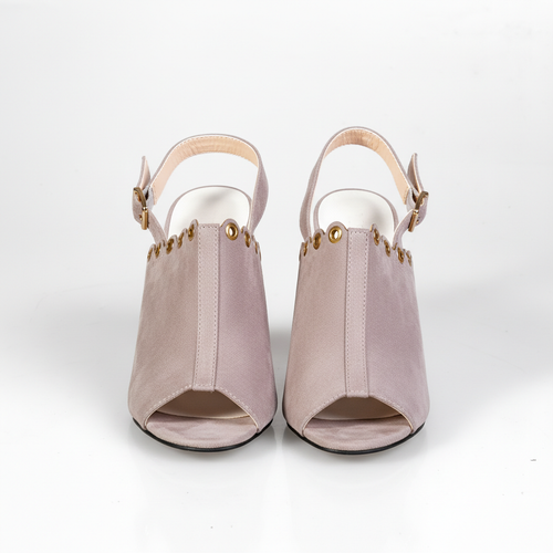 1266-32 Szürke – Női elegáns, fűzős részletekkel ellátott, magas sarkú szandál