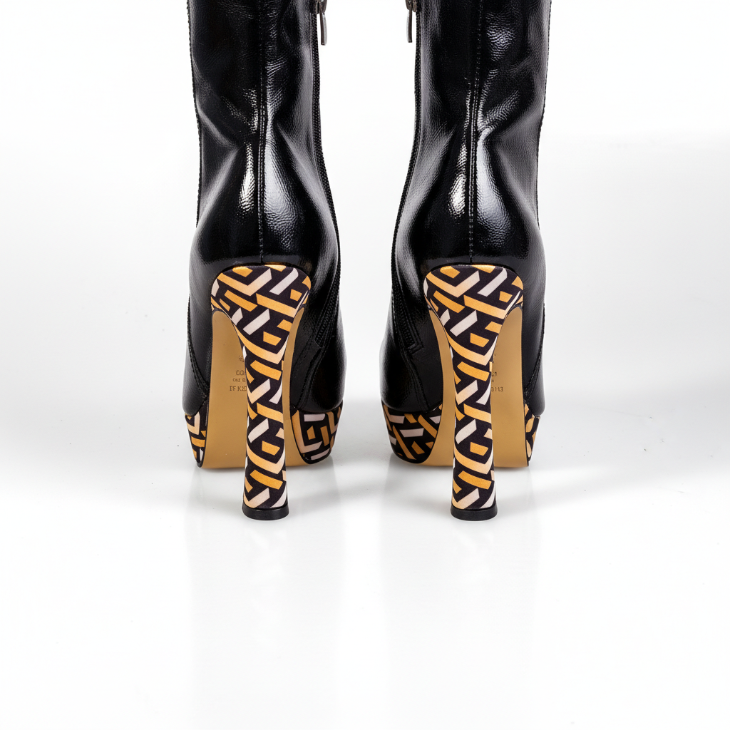 HT1300 Black – Women’s Patent Leather Platform Ankle Boots