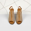 1266-7 Beige – Women’s Geometric Mesh Heeled Sandals