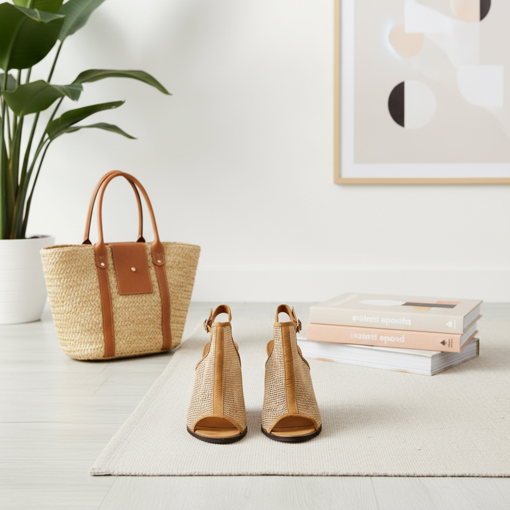 1266-7 Beige – Women’s Geometric Mesh Heeled Sandals