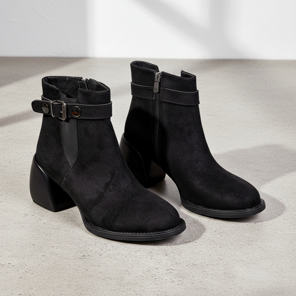SL1776 Black Nabuk – Women’s Suede-Effect Ankle Boots