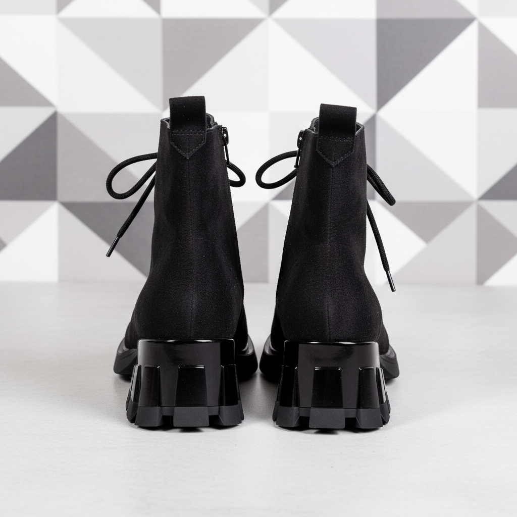 Z820 Black Nabuk – Women’s Open-Side Lace-Up Suede Boots