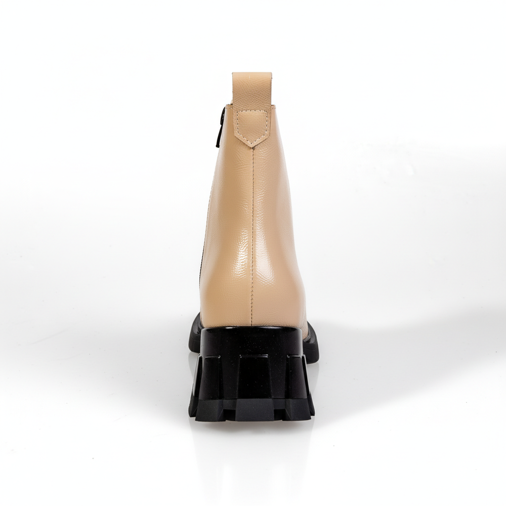 Z820 Beige – Women’s Open-Side Lace-Up Heeled Boots