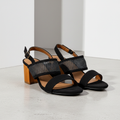 15809-3 Black – Women’s Mixed-Media Heeled Sandals