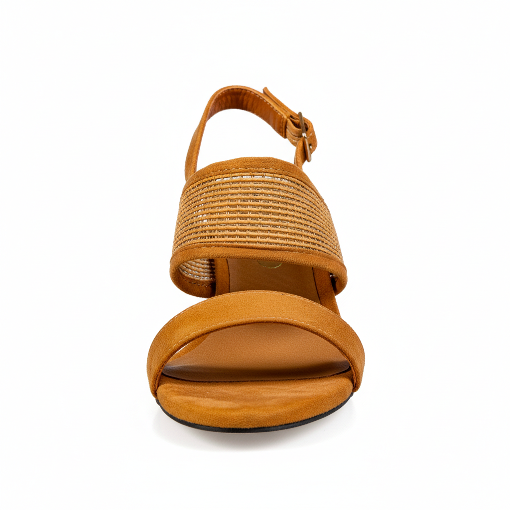 15809-3 Camel – Women’s Mixed-Media Heeled Sandals