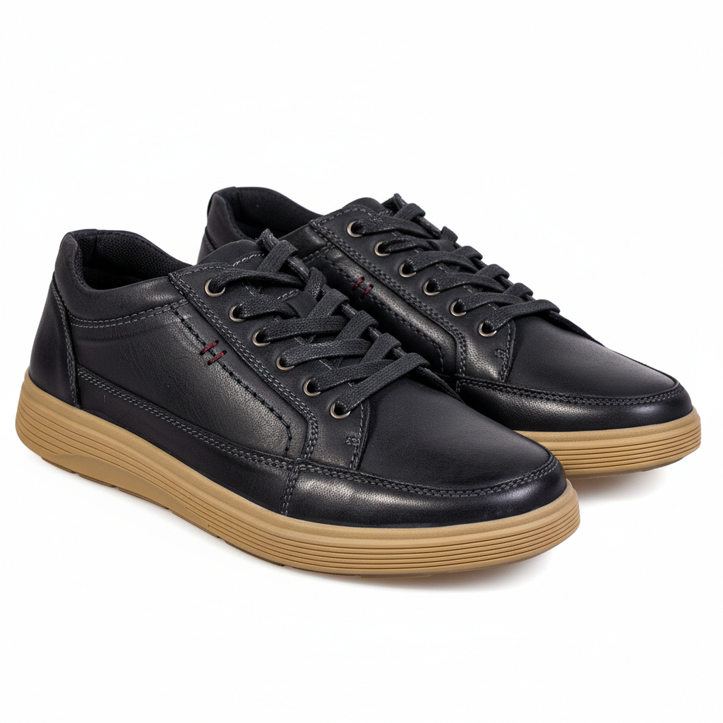 K330-1 Black – Premium Men’s Genuine Leather Everyday Shoes