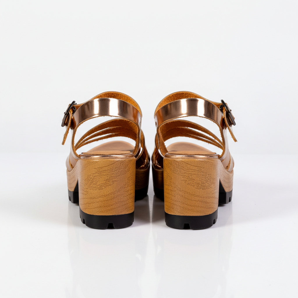 A3468-1 Rose Gold – Women’s Metallic Strappy Platform Sandals