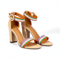 13860-83 Beige – Women’s Rainbow Strap Heeled Sandals
