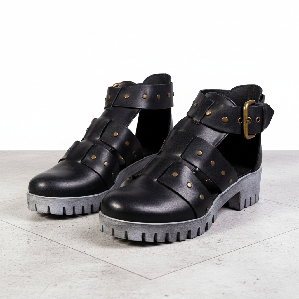 Rita – 6062 Black – Women’s Artisan Strappy Platform Sandals