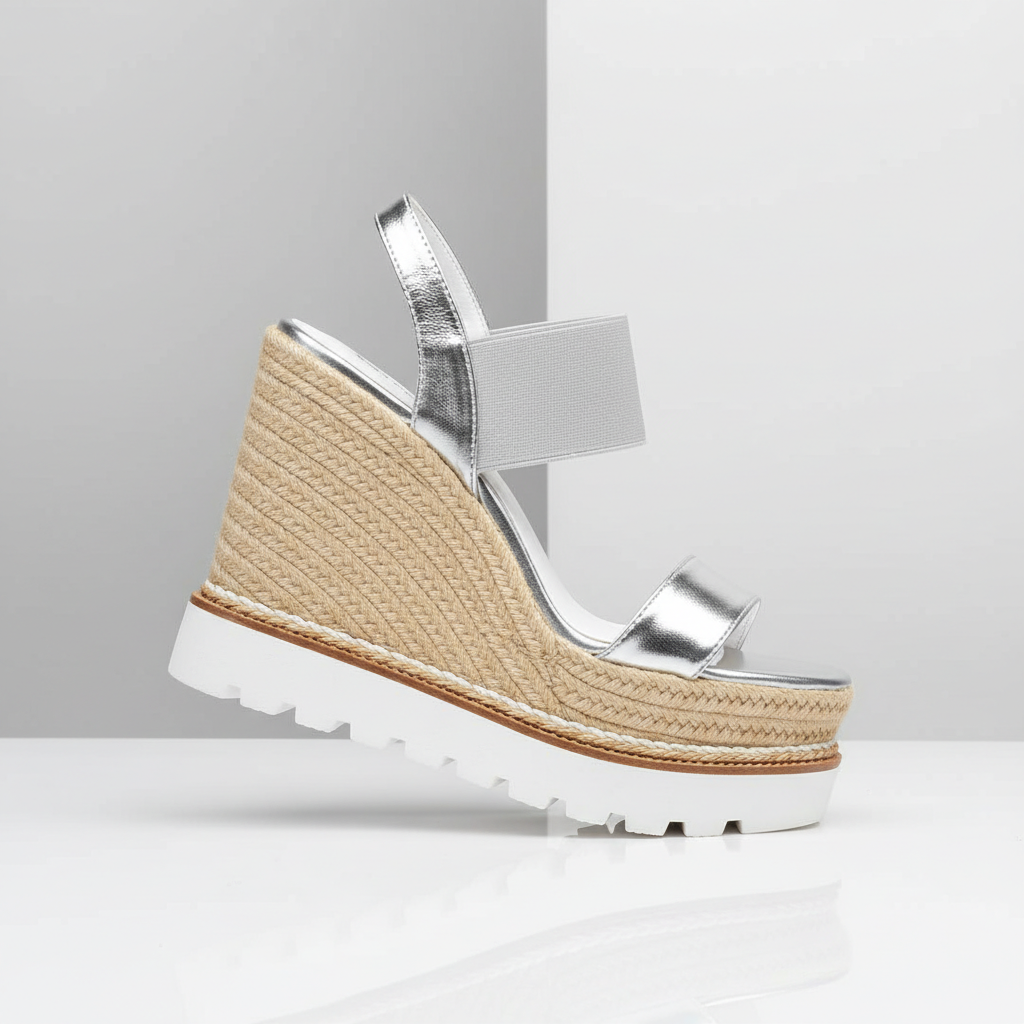 A3463-29 Silver – Women’s Metallic Wedge Sandals