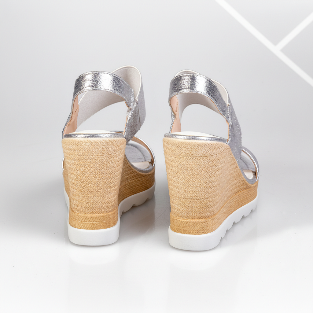 A3463-29 Silver – Women’s Metallic Wedge Sandals