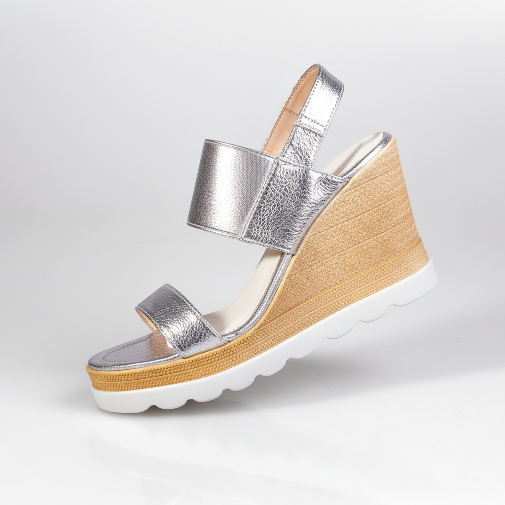 A3463-29 Silver – Women’s Metallic Wedge Sandals
