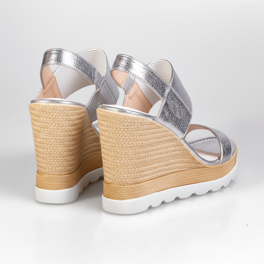 A3463-29 Silver – Women’s Metallic Wedge Sandals