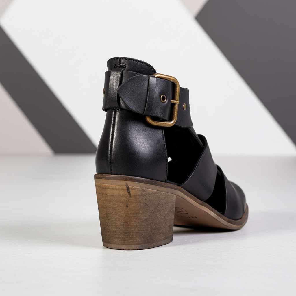 0317 Brasil Black – Women’s Artisan Genuine Leather Heeled Sandals