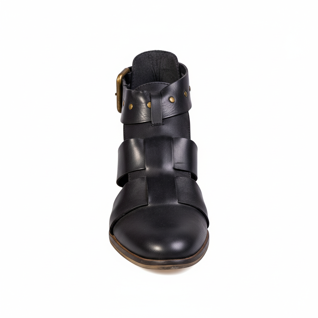 0317 Brasil Black – Women’s Artisan Genuine Leather Heeled Sandals