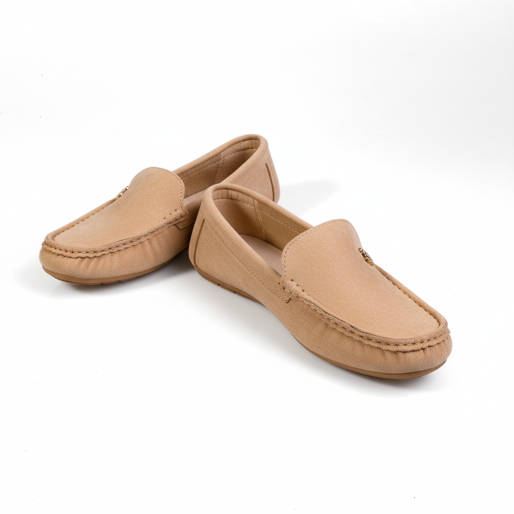 A5620-2 Bézs – Női kényelmes szarvasbőr loafer