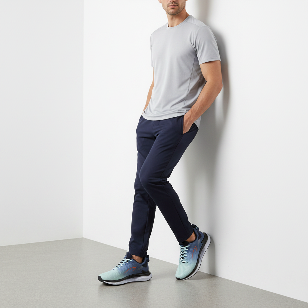 W164210 Adidași urbani cu talpă joasă pentru bărbați – Albastru