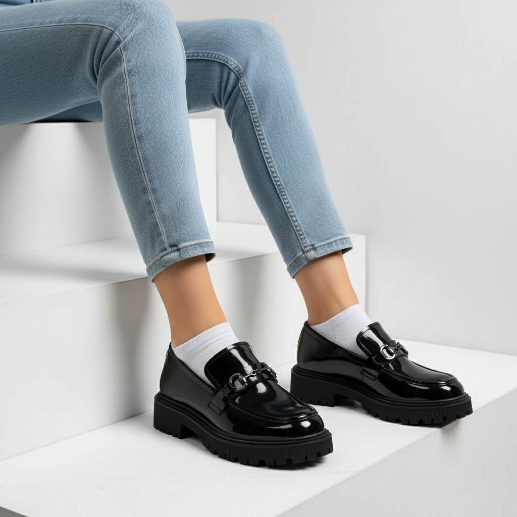 JK968 – Pantofi eleganți din piele naturală pentru femei, de culoare neagră