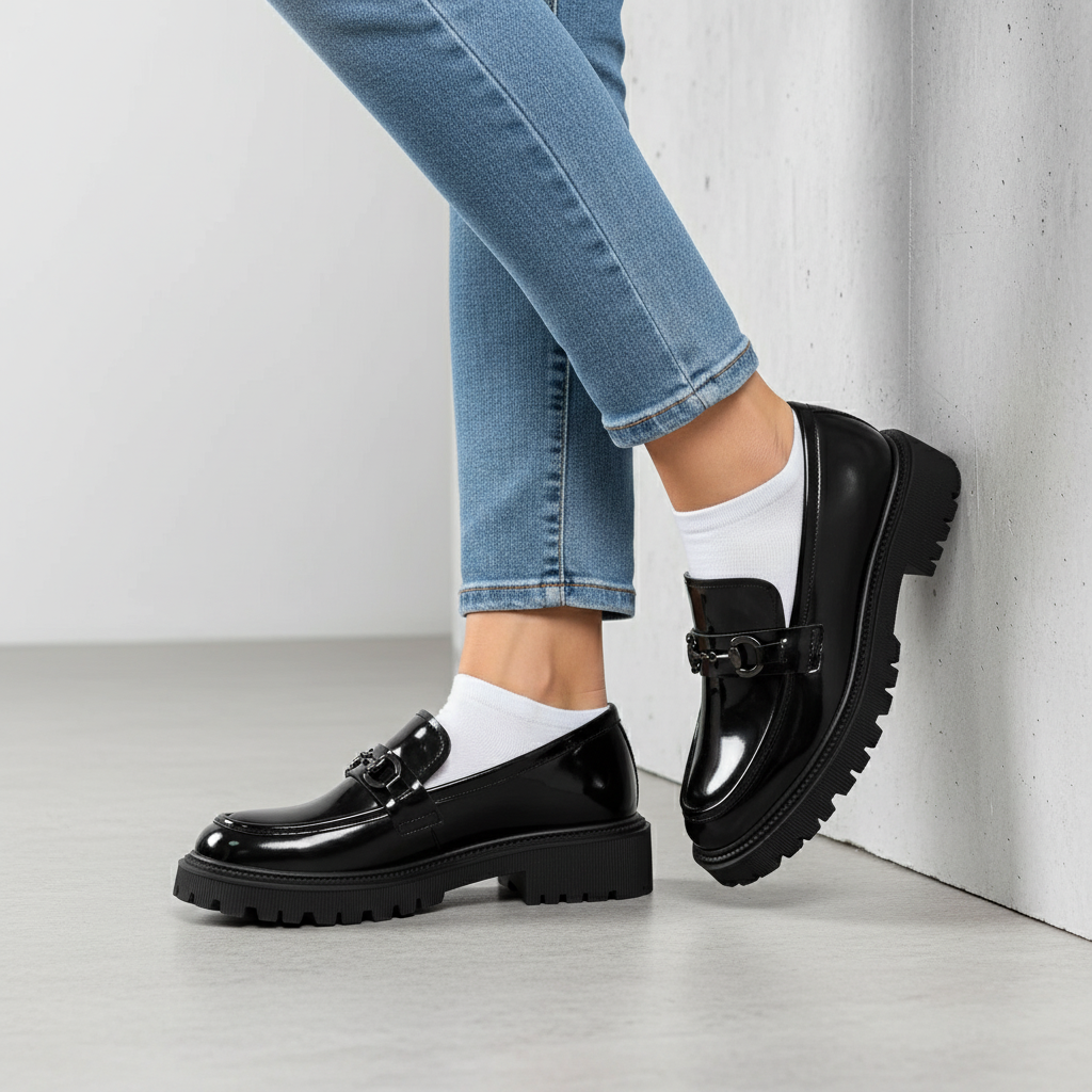 JK968 Černé elegantní dámské boty z pravé kůže