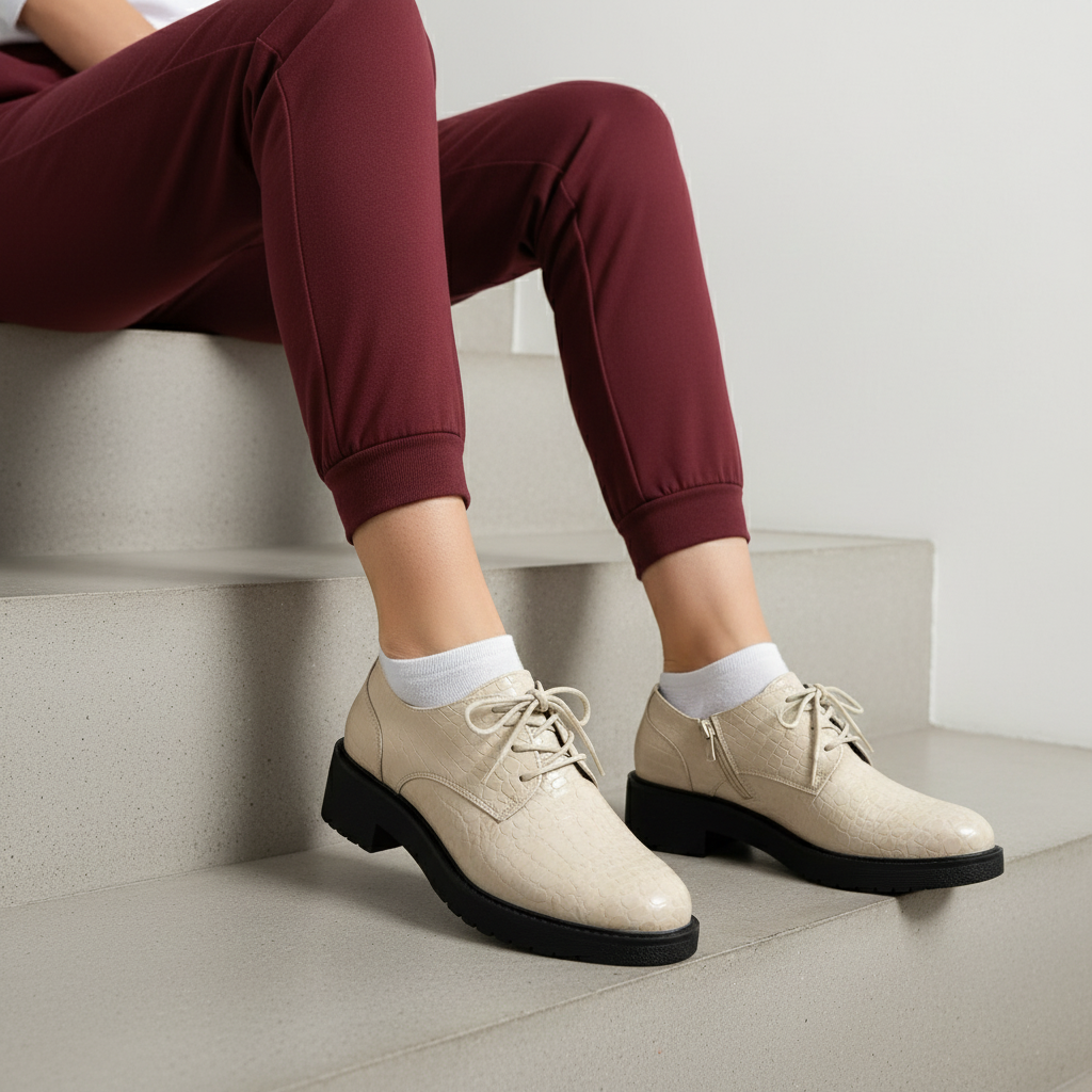 N912-3 Beżowe, eleganckie damskie buty na co dzień