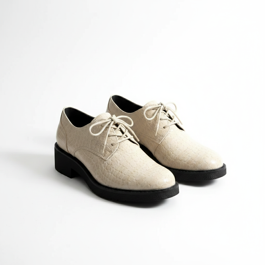N912-3 Beżowe, eleganckie damskie buty na co dzień