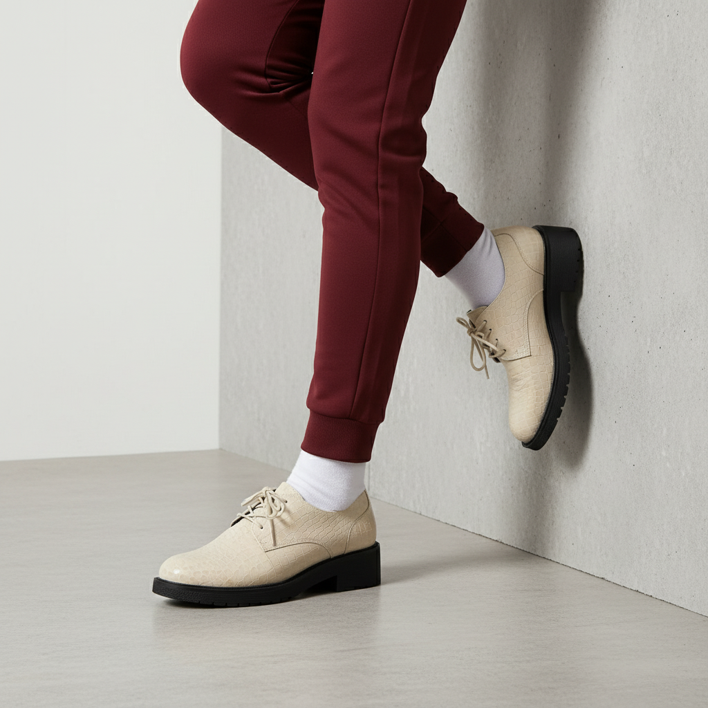 N912-3 Beżowe, eleganckie damskie buty na co dzień