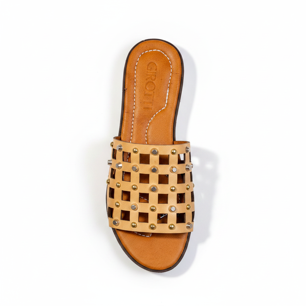 1122 Adidași confortabili pentru femei, din piele naturală perforată, de culoare crem